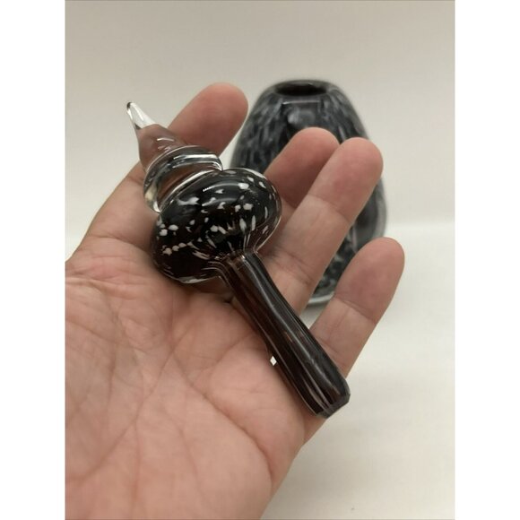 Vtg Smoke Amethyst Tear Drop Blown Glass 3 Window Perfume Bottle - Picture 3 of 10